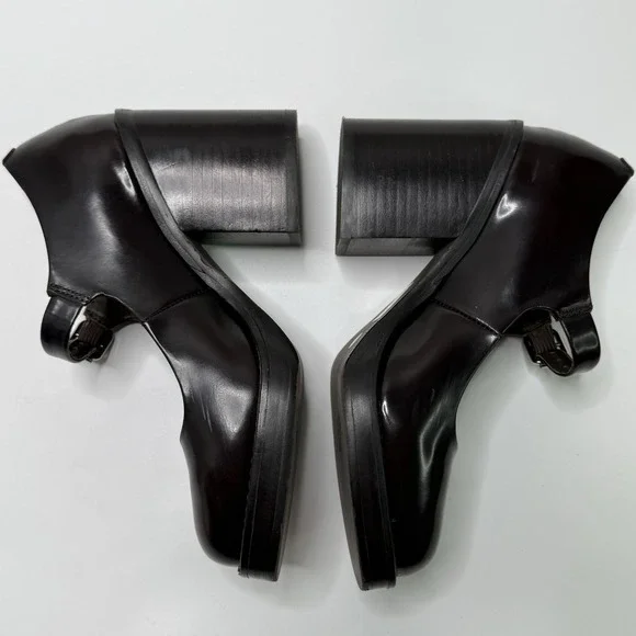 Jeffrey Campbell Mary Jane Heels Leather Mahogany Size 6 Pumps Buckle Strap - Picture 6 of 12